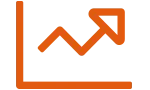 Orange icon demonstrating growth or improvement
