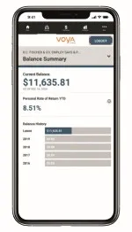 Voya Retire mobile app balance screen on an android device