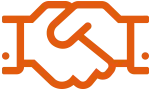 Orange handshake icon 