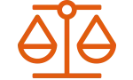 Orange balanced scale icon
