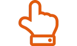 Orange pointing finger icon
