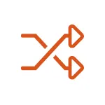 Orange icon of two arrows intersecting