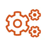 orange icon of gears
