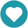 Small icon of a white heart inside a blue circle.