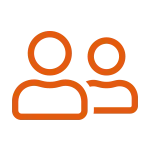 Orange icon with two people