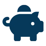 Voya dark blue icon of a piggy bank